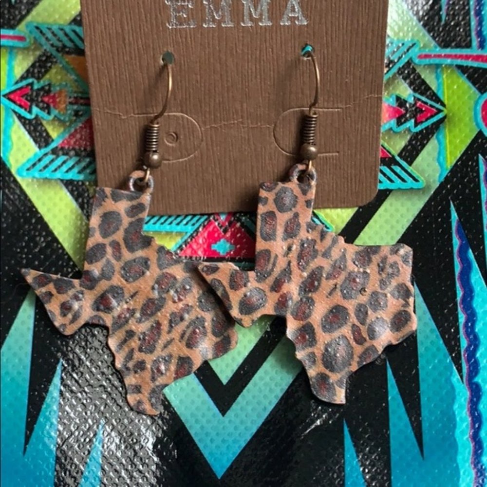 Texas State Cheetah Earrings Fish Hook